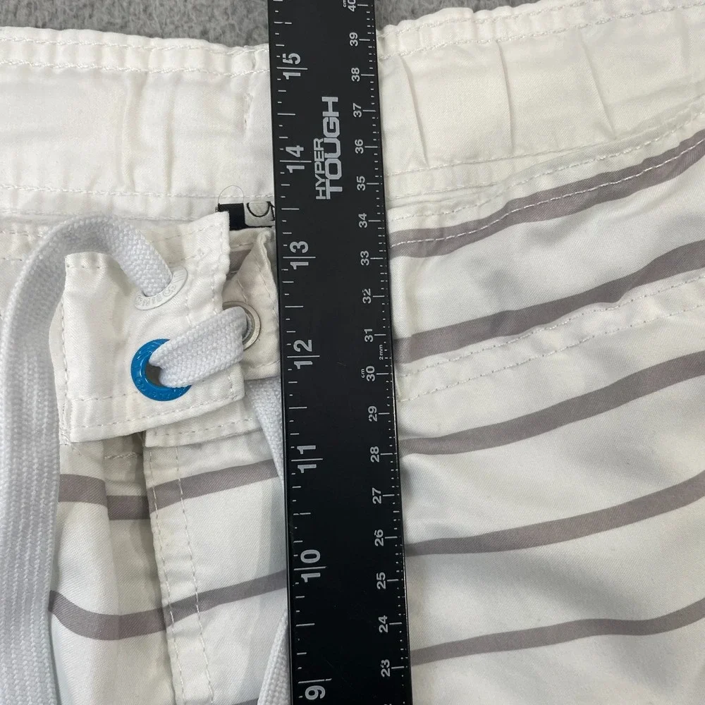 Ocean Pacific OP Swim Trunks Men XL White Blue Striped Lined Beach Surf
